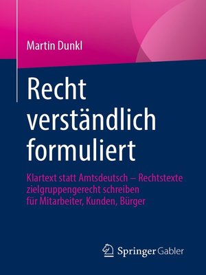 cover image of Recht verständlich formuliert